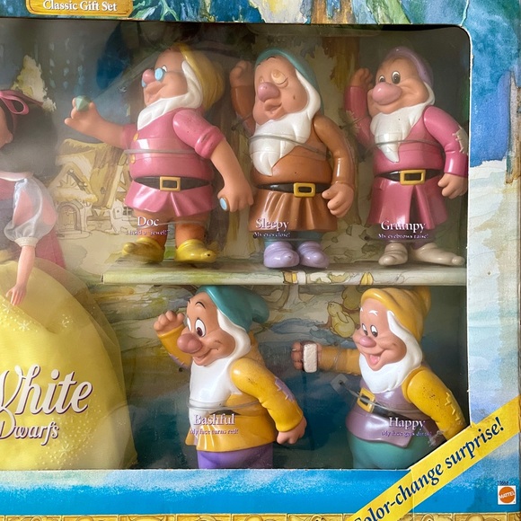 Rare VINTAGE 1993 Walt DISNEY New in Box SNOW WHITE & the SEVEN DWARFS Gift SET - Picture 8 of 12